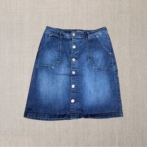 KENSIE Jeans Dark Wash Full Button Up Mini Denim Skirt